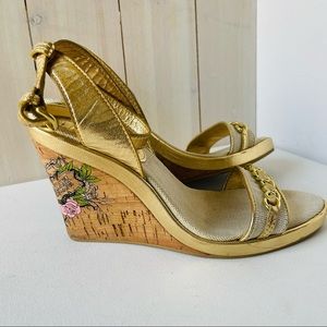 COACH WEDGES Gold ELLETTE Size 8.5